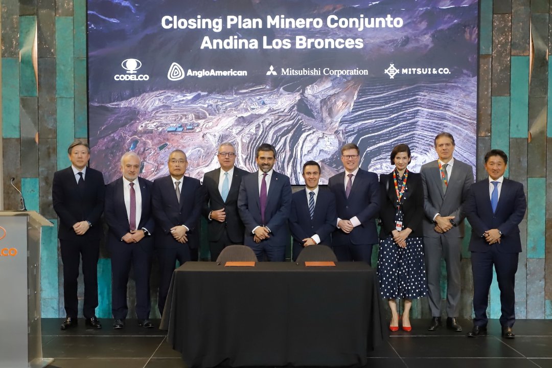 Codelco y Anglo American sellan acuerdo por Andina-Los Bronces y aportarán 2,7 toneladas adicionales de cobre